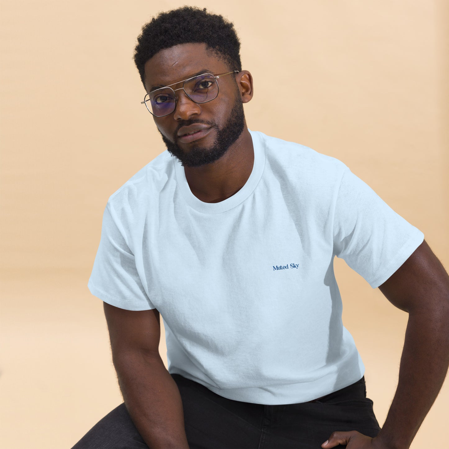 Beach Day Embroidered Tee Light Blue