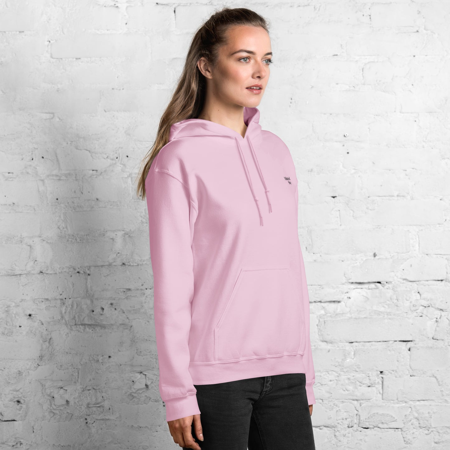 Muted Sky Embroidered Hoodie Pink