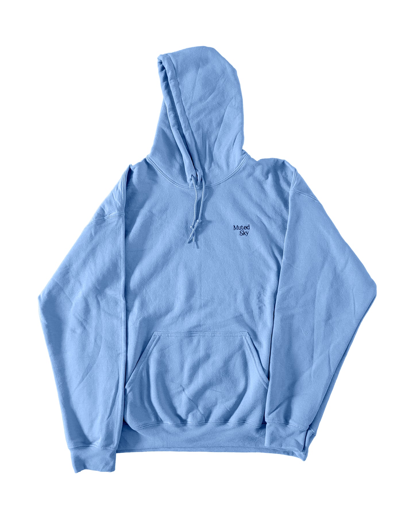 Muted Sky Embroidered Hoodie Blue
