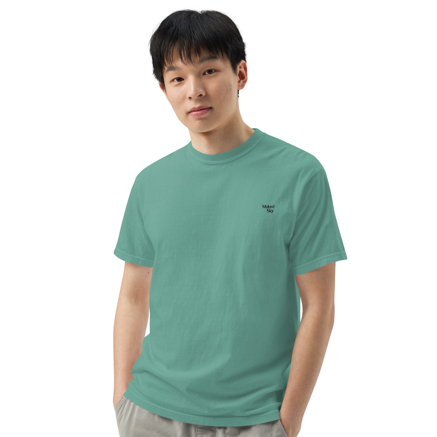 Muted Sky Embroidered Tee Green