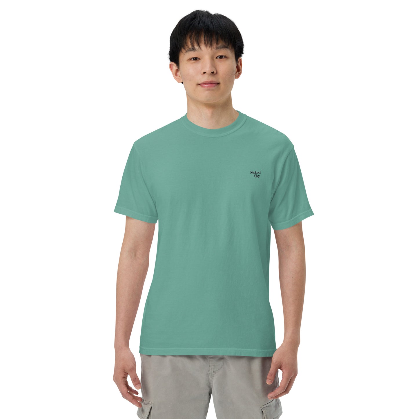 Muted Sky Embroidered Tee Green