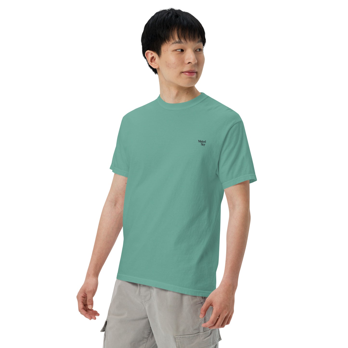 Muted Sky Embroidered Tee Green