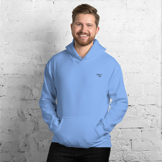 Muted Sky Embroidered Hoodie Blue